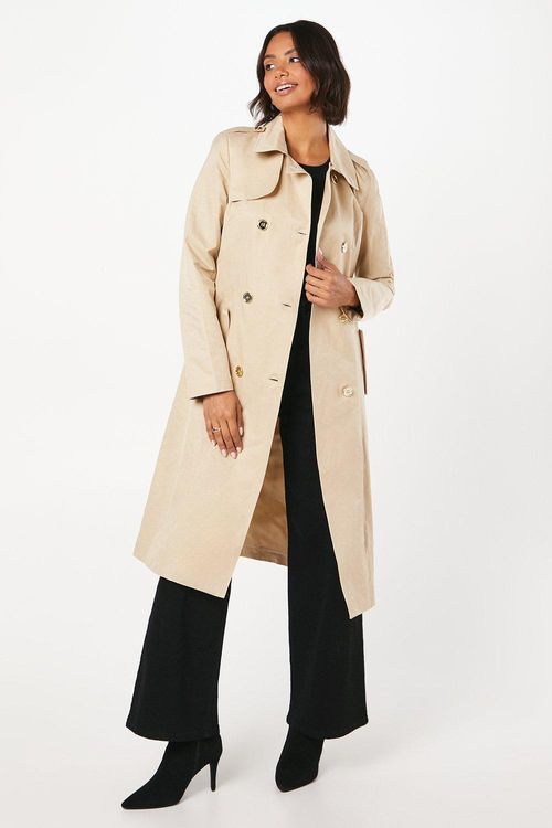 Womens Gold Button Trench Coat