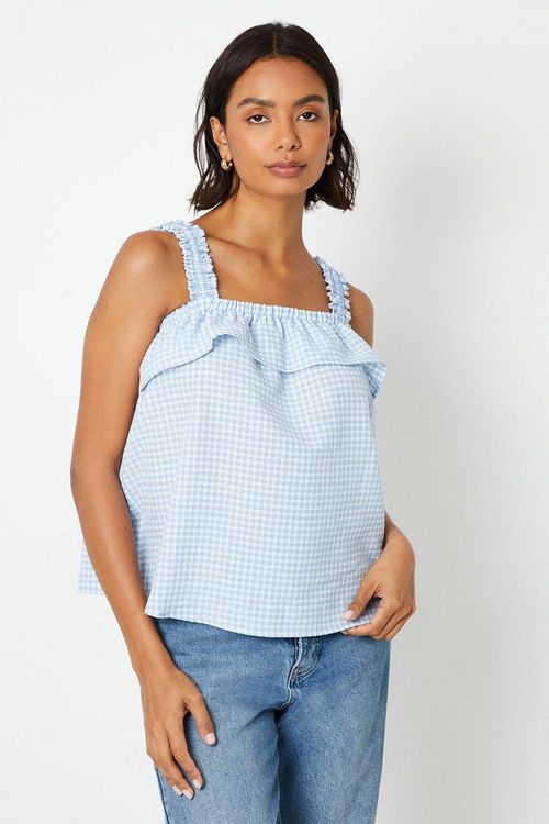 Womens Gingham Frill Square...