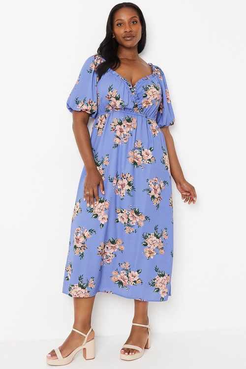 Womens Curve Blue Floral Wrap...