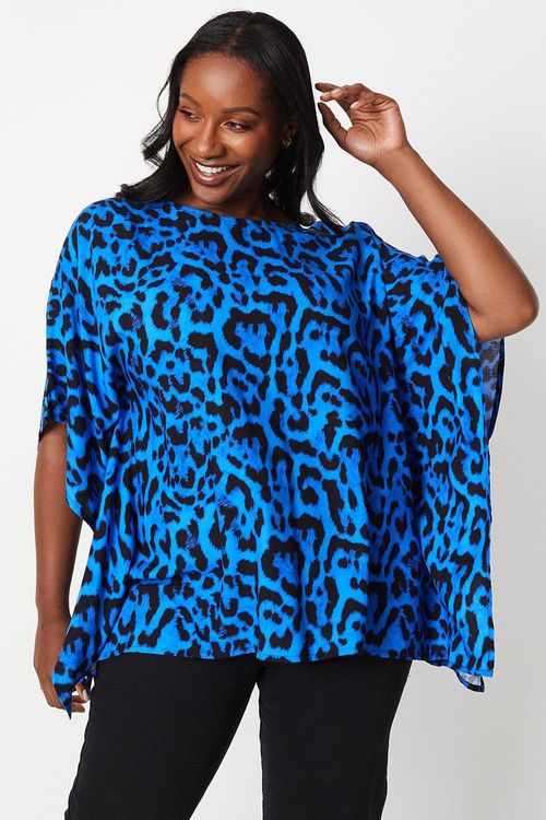 Womens Curve Blue Leopard...