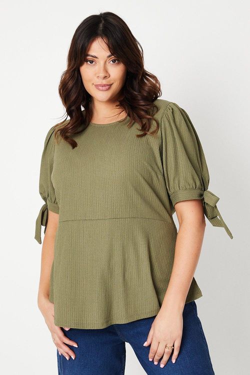 Womens Curve Tie Sleeve Top...