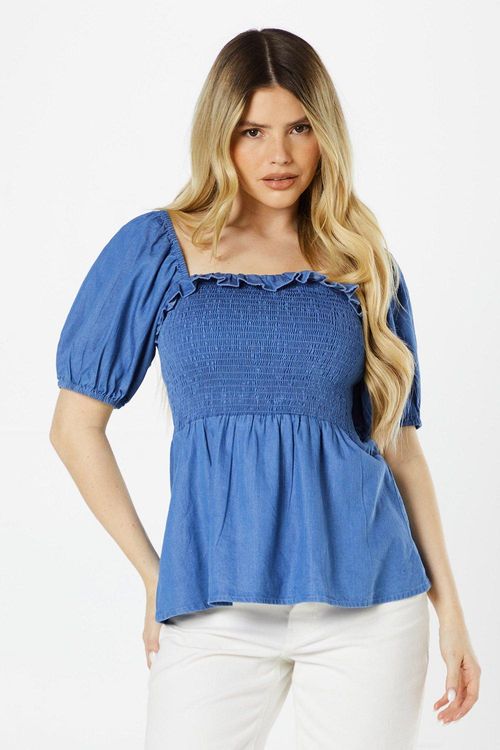 Womens Shirred Bust Frill...