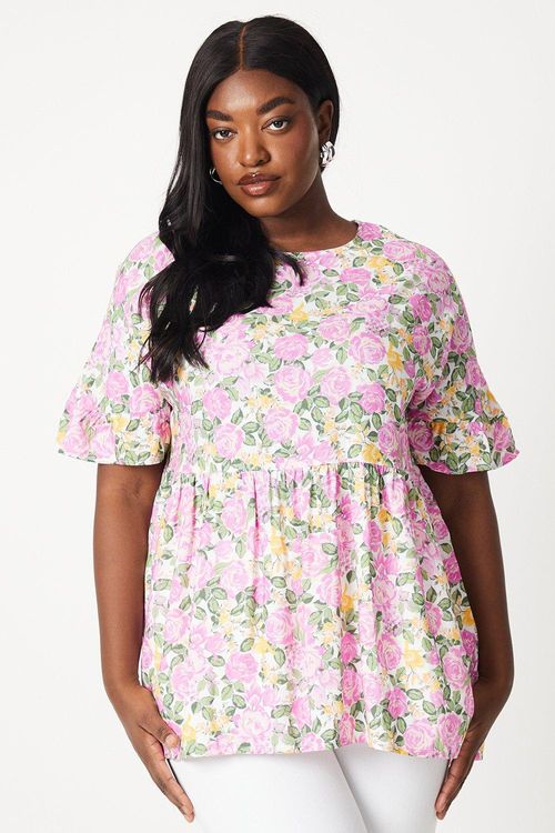 Womens Curve Floral Smock Top