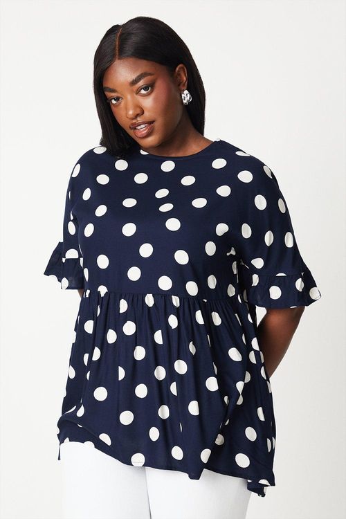 Womens Curve Blue Spot Smock...