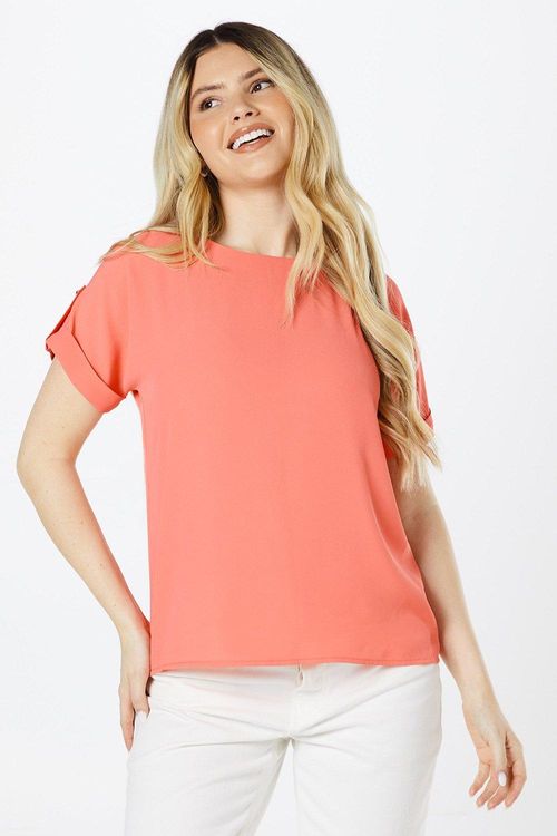 Womens Coral Roll Sleeve...