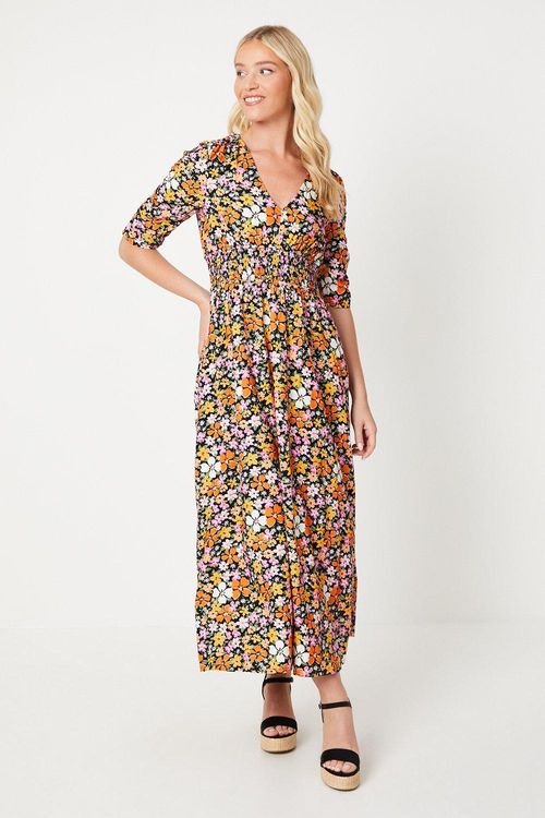 Womens Ditsy Floral Ruched...