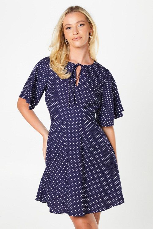 Womens Spot Tie Front Mini...