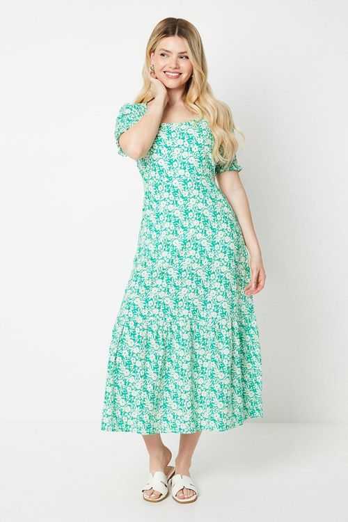 Womens Green Floral Scoop...