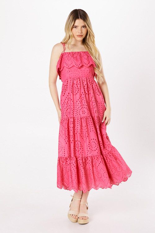 Womens Pink Broderie Tiered...