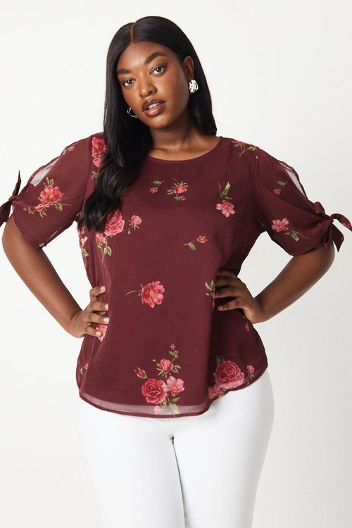 Womens Curve Floral Chiffon...