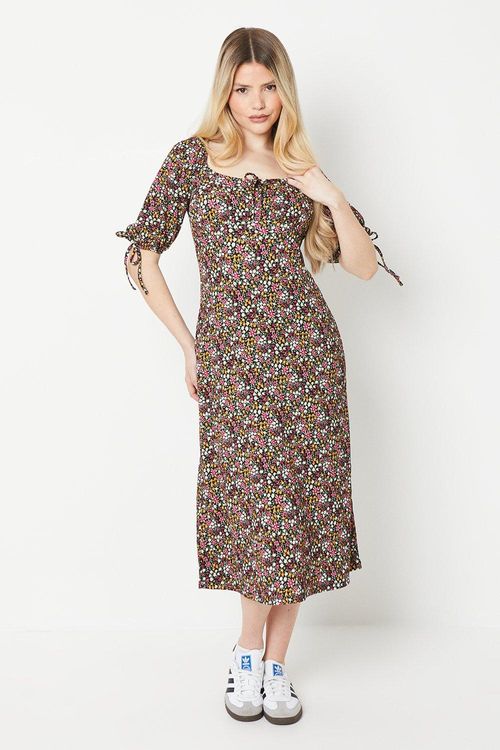 Womens Floral Tie Sleeve Midi...