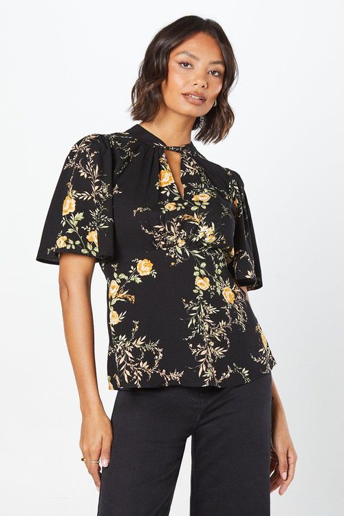 Womens Black Floral Twist...