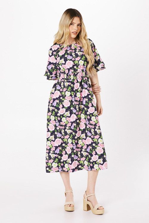 Womens Floral Double Frill...