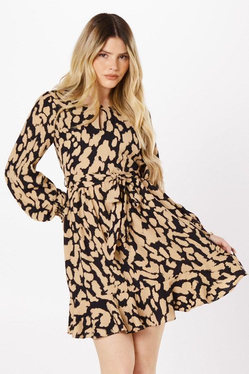 Womens Animal Print Belted...