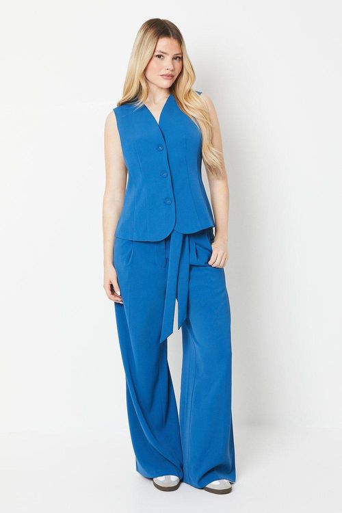 Womens Belted Wide Leg Trouser