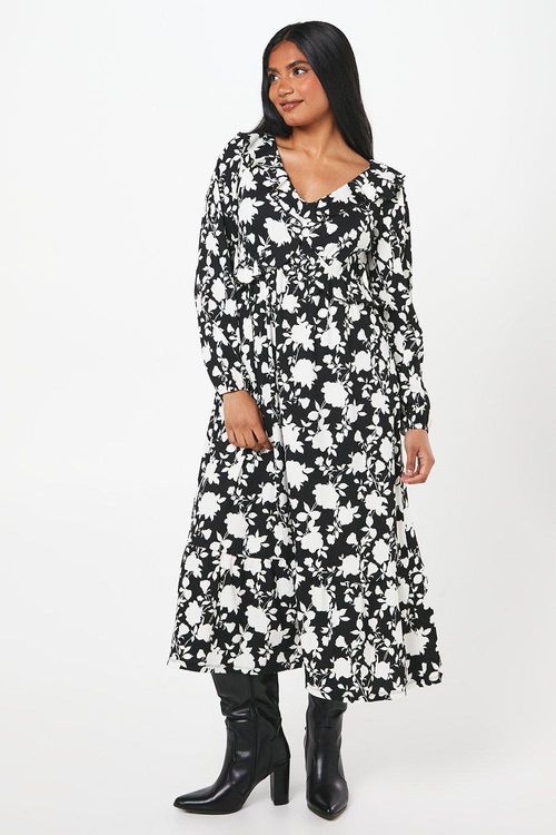 Womens Petite Mono Floral...