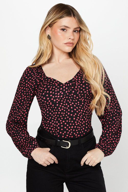 Womens Pink Spot Twist Front...