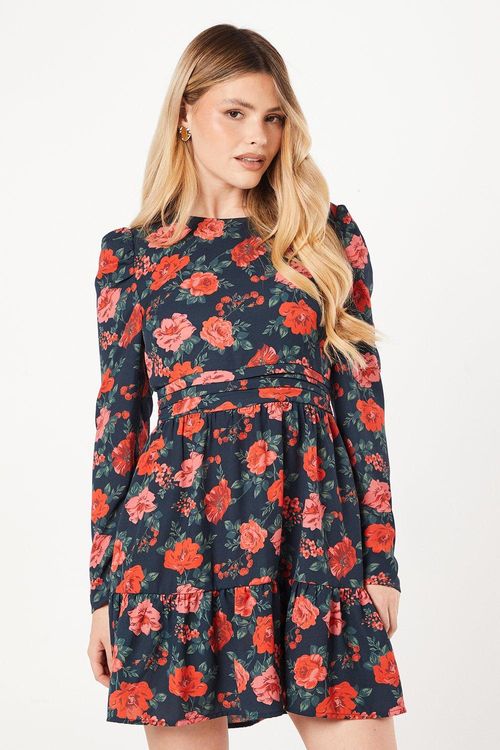 Womens Floral Ruffle Hem Mini...