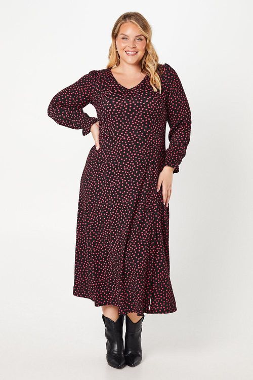 Womens Curve Spot V Neck Midi...