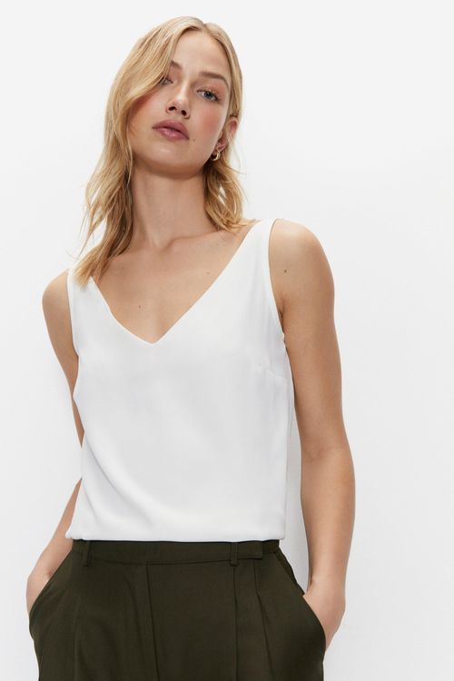 Womens V Neck Cami - ivory