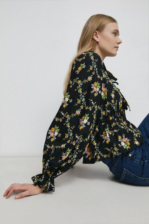 Womens Floral Ruffle Detail...