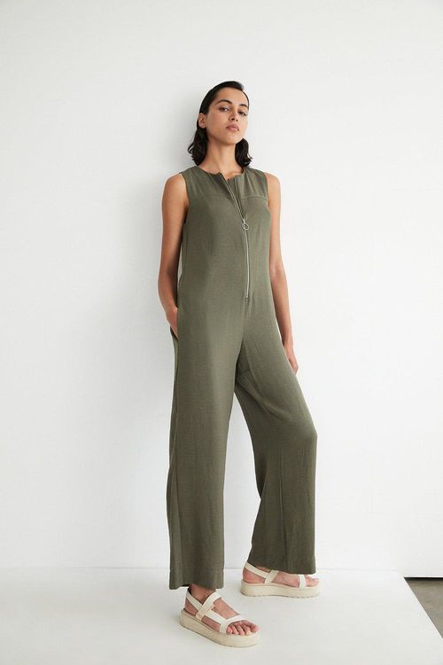 Womens Topstitch Zip Jumpsuit...