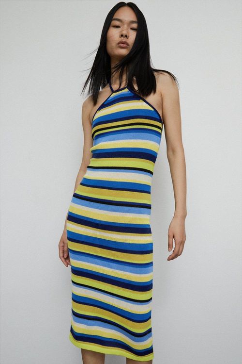 Womens Stripe Knit Midi Dress...