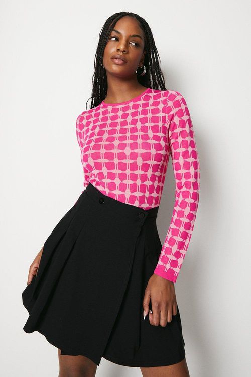 Womens Check Jacquard Crew...