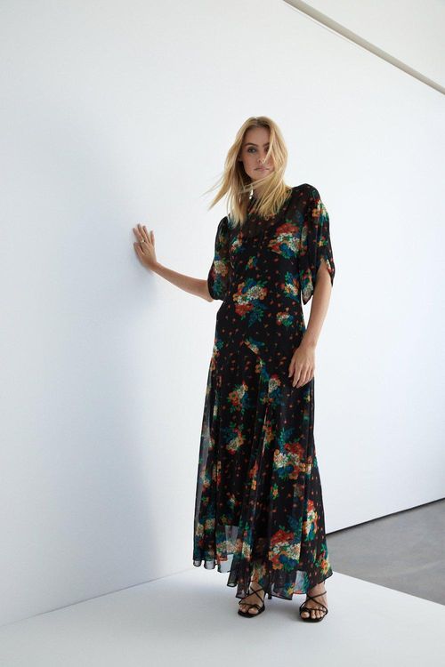 Womens Floral Chiffon Maxi...