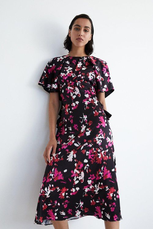 Womens Floral Ruffle Midi...