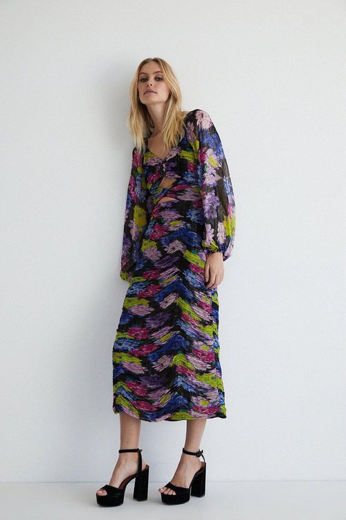 Womens Floral Ruched Midi...