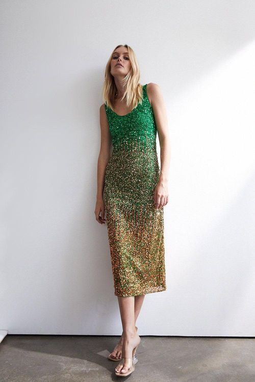 Womens Ombre Sequin Midi...