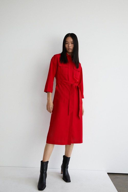 Womens Utility Shirt Dress...