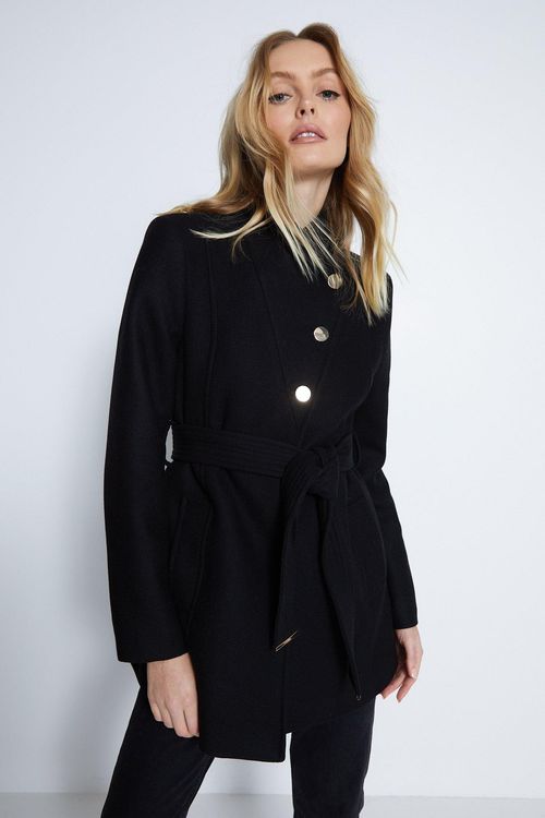 Womens Wrap Belted Short Coat...