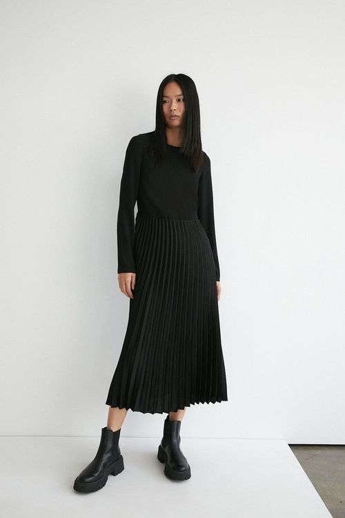 Womens Long Sleeve Pleated...