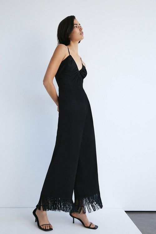 Womens Tassel Jumpsuit - black