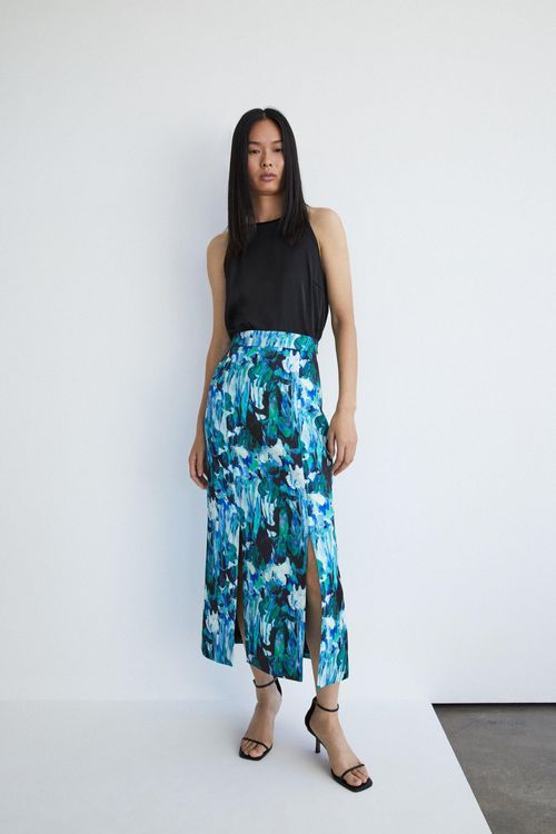 Womens Printed Spliced Midi...