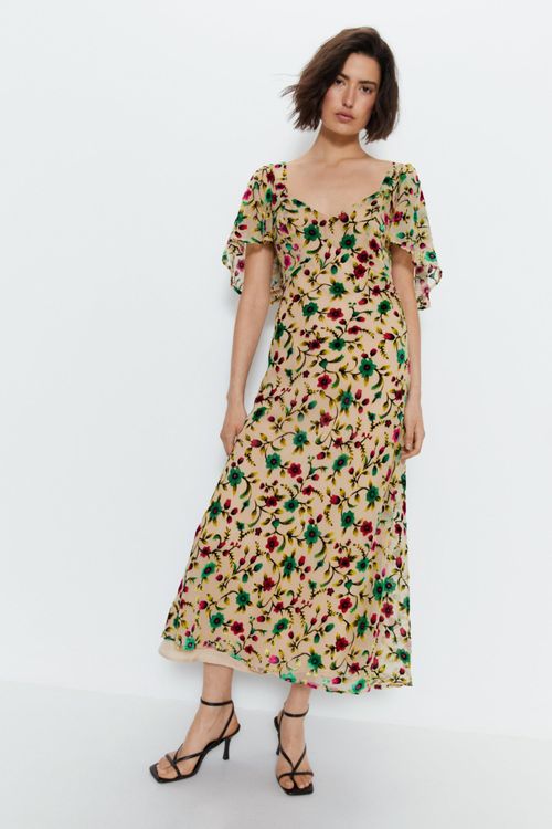 Womens Floral Devore Maxi...