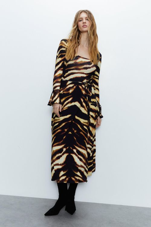 Womens Animal Print Fluted...