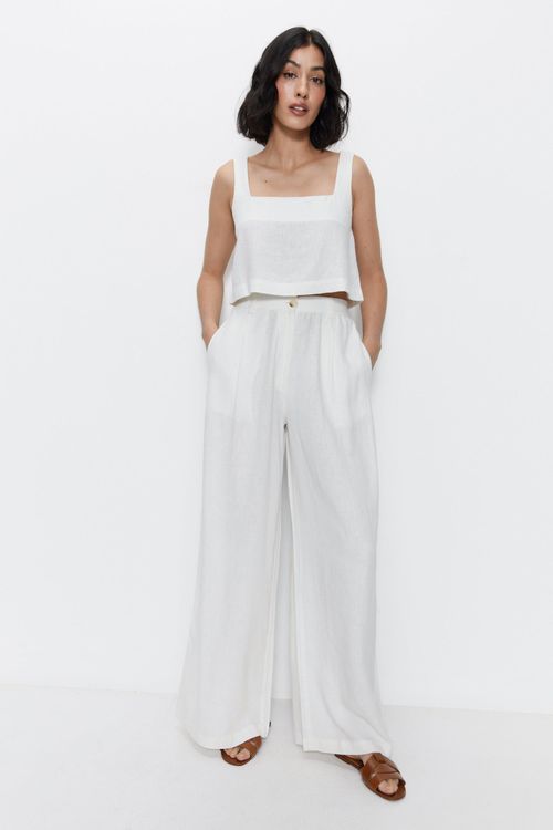 Womens Linen Wide Leg...