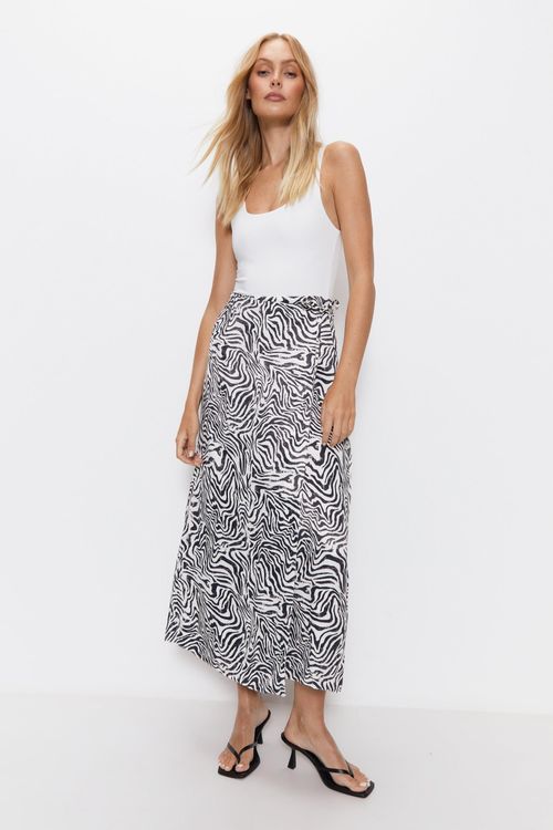 Womens Zebra Satin Wrap Skirt