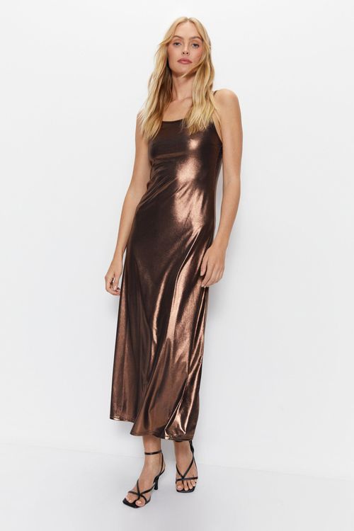 Womens Lame Cami Maxi Dress -...