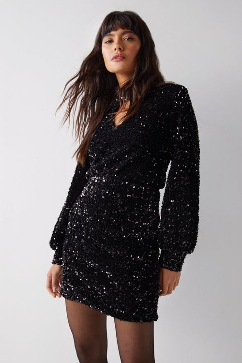 Womens Velvet Sequin Keyhole...