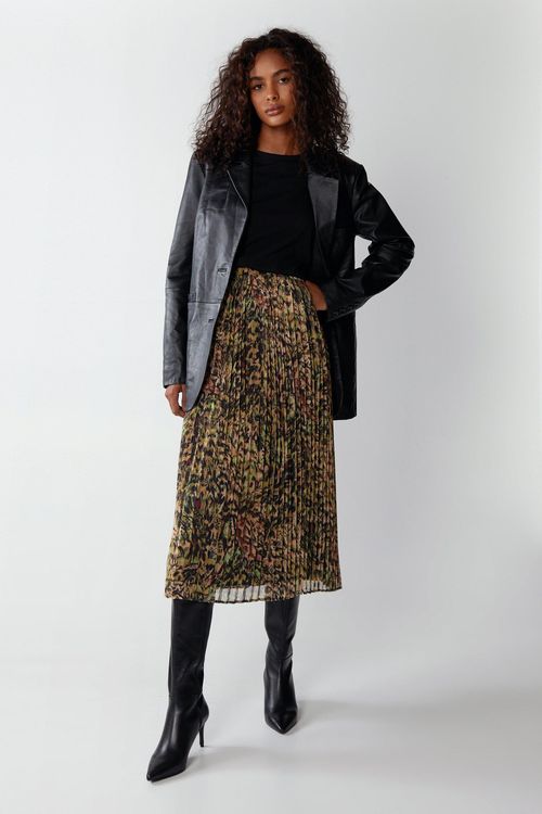 Womens Printed Pleated Midi...