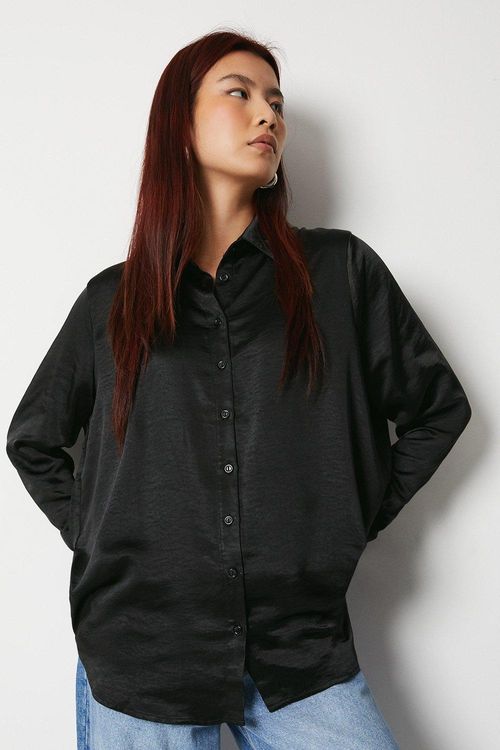 Womens Satin Long Line Shirt...