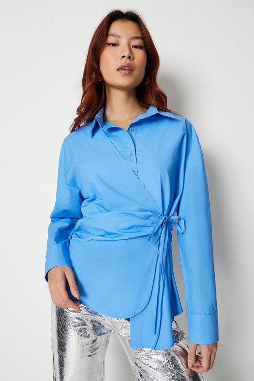 Womens Wrap Front Shirt - blue