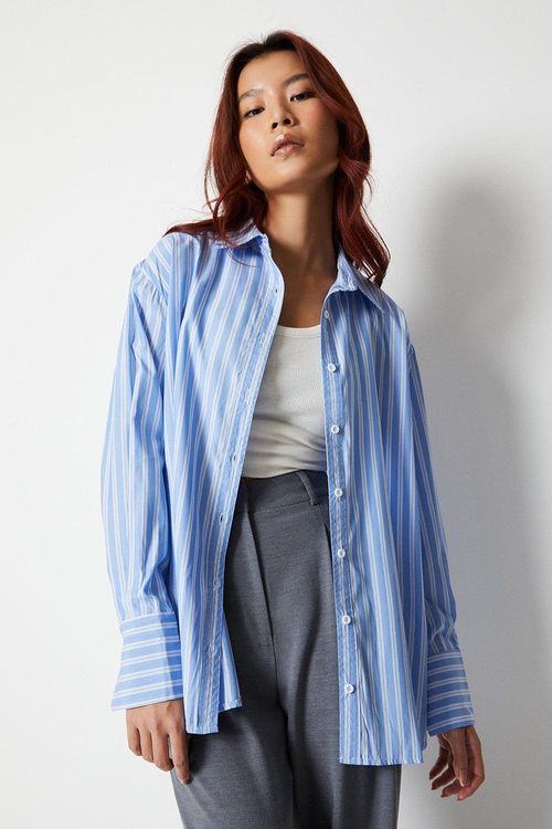 Womens Stripe Boyfriend Shirt...