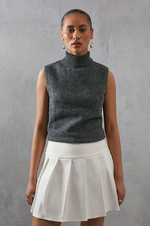 Womens Roll Neck Sleeveless...