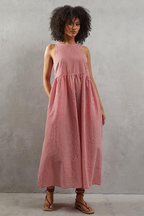 Womens Gingham Sleeveless...