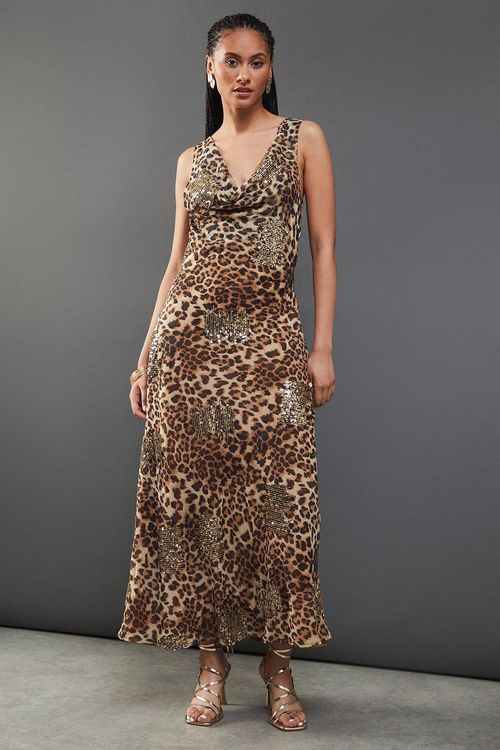 Womens Embellished Leopard...